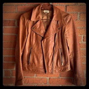 RARE Vintage fossil lamb leather moto jacket coat